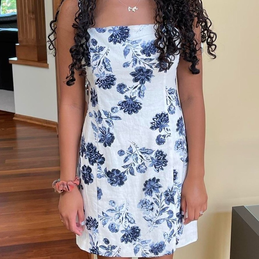 Blue and white floral dress